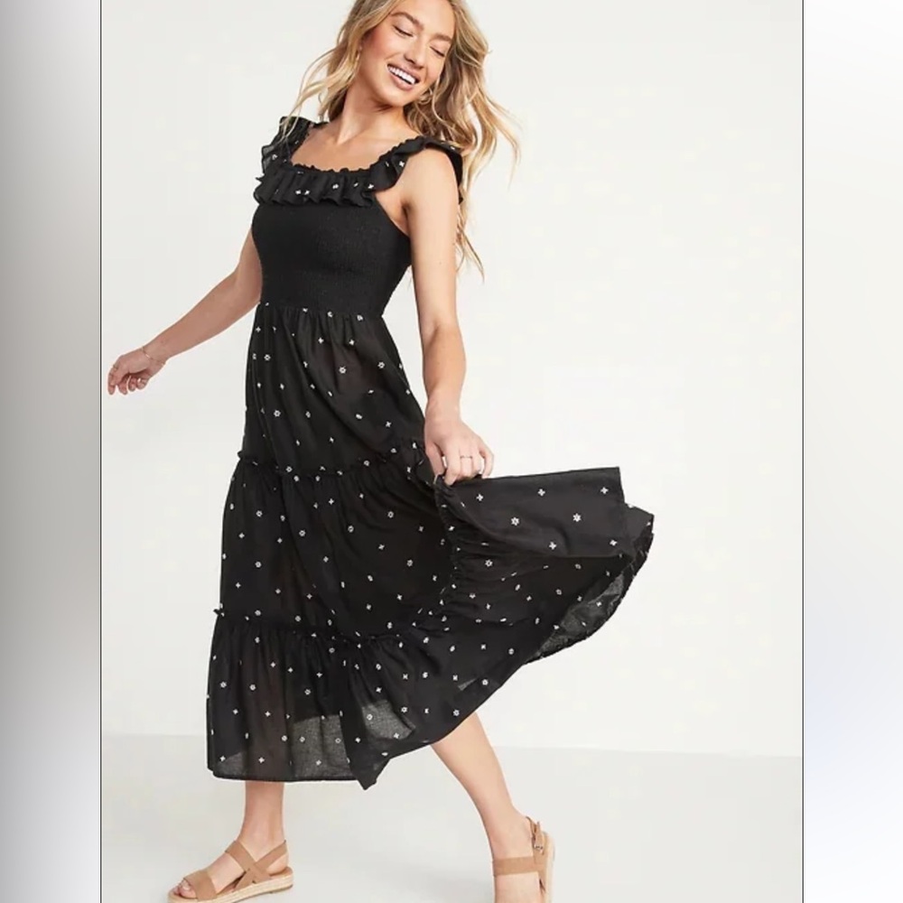 Old Navy Black Smocked Black Dress